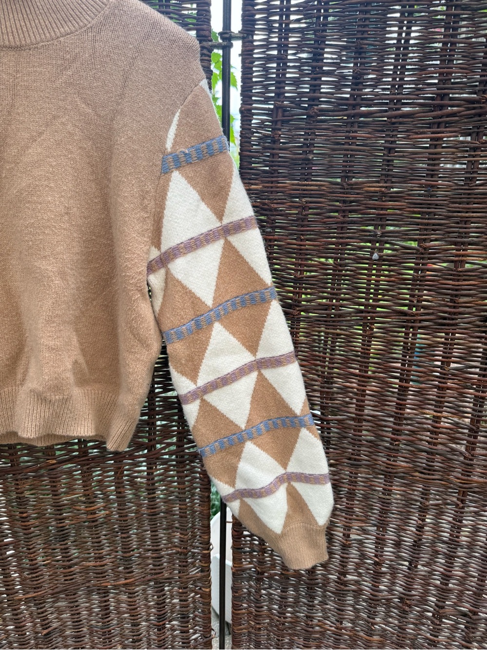 Lulus - Meet and Greet Tan Multi Color Sweater Top - Size Large - Picture 4 of 10
